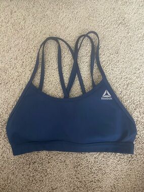 Small Reebok Navy Crisscross Strappy Sports Bra